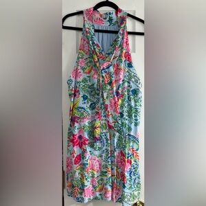 Floral Sleeveless Dress in‎ Pink and Blue, 1X